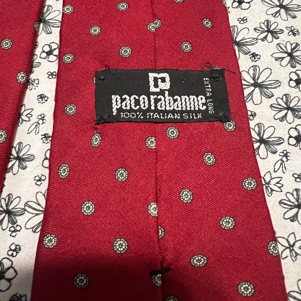 Paco Rabanne Red Silk Tie - Picture 3 of 3
